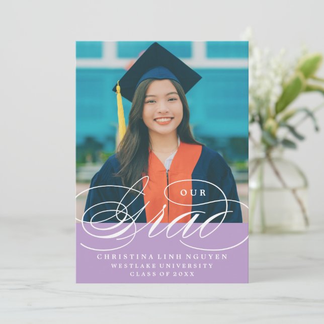 OUR ELEGANT SCRIPT GRAD | GRADUATION INVITATION (Standing Front)