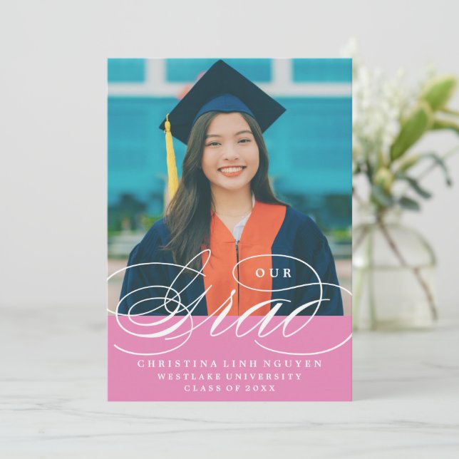 OUR ELEGANT SCRIPT GRAD | GRADUATION INVITATION (Standing Front)