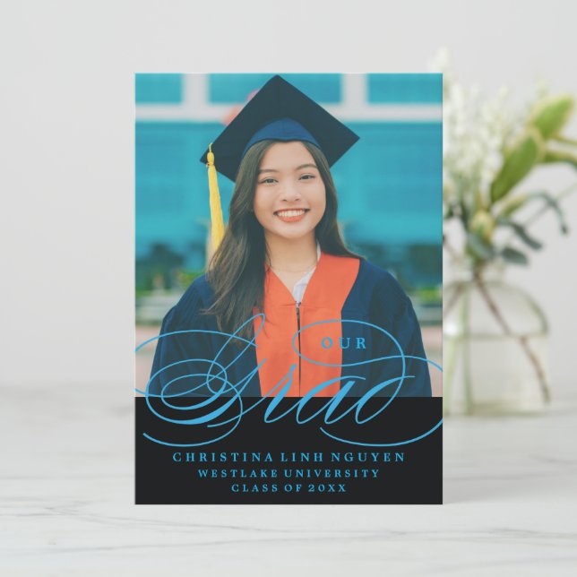 OUR ELEGANT SCRIPT GRAD | GRADUATION INVITATION (Standing Front)