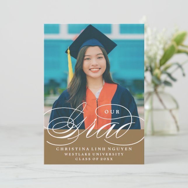 OUR ELEGANT SCRIPT GRAD | GRADUATION INVITATION (Standing Front)