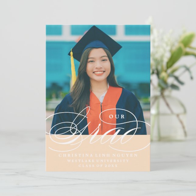 OUR ELEGANT SCRIPT GRAD | GRADUATION INVITATION (Standing Front)