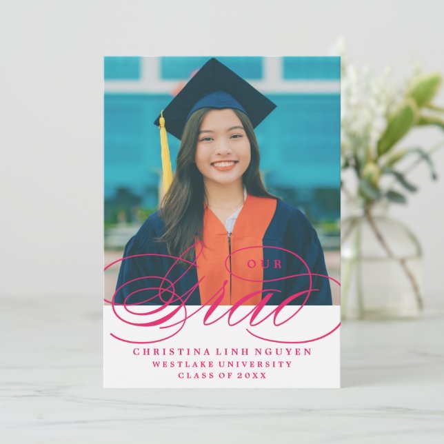 OUR ELEGANT SCRIPT GRAD | GRADUATION INVITATION (Standing Front)