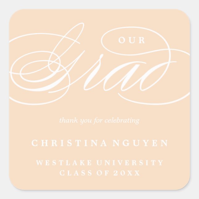 OUR ELEGANT SCRIPT GRAD | THANK YOU STICKER (Front)