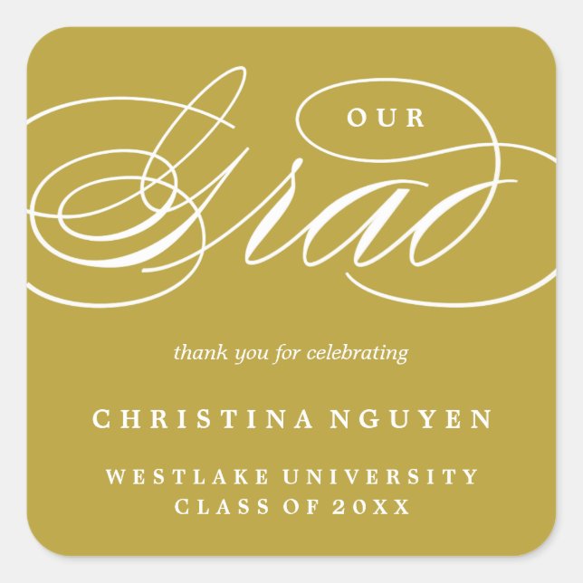 OUR ELEGANT SCRIPT GRAD | THANK YOU STICKER (Front)
