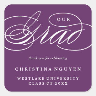 OUR ELEGANT SCRIPT GRAD   THANK YOU STICKER