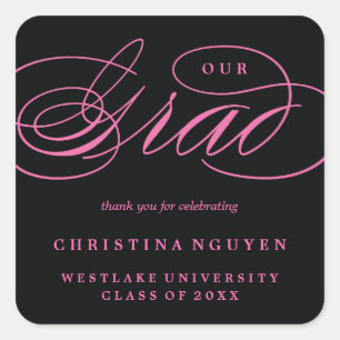 OUR ELEGANT SCRIPT GRAD   THANK YOU STICKER