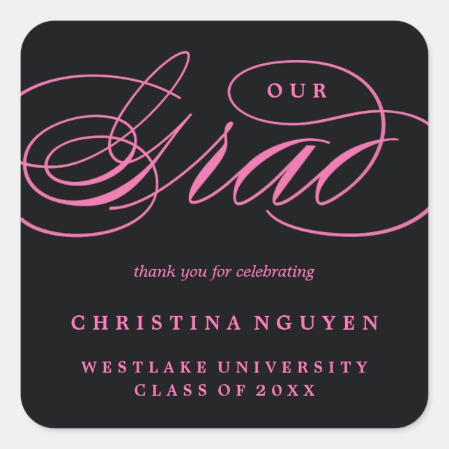 OUR ELEGANT SCRIPT GRAD | THANK YOU STICKER (Front)