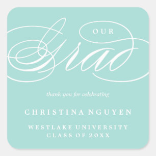 OUR ELEGANT SCRIPT GRAD   THANK YOU STICKER