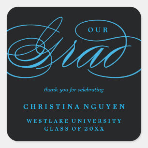 OUR ELEGANT SCRIPT GRAD   THANK YOU STICKER