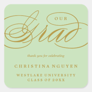 OUR ELEGANT SCRIPT GRAD THANK YOU STICKER