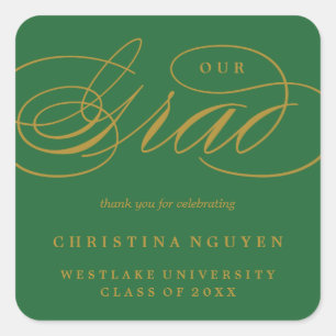 OUR ELEGANT SCRIPT GRAD   THANK YOU STICKER