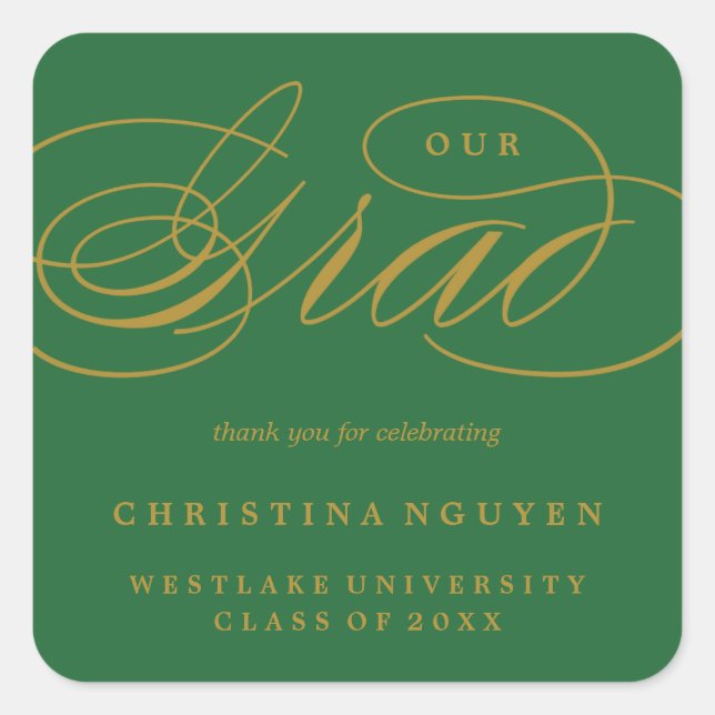 OUR ELEGANT SCRIPT GRAD | THANK YOU STICKER (Front)