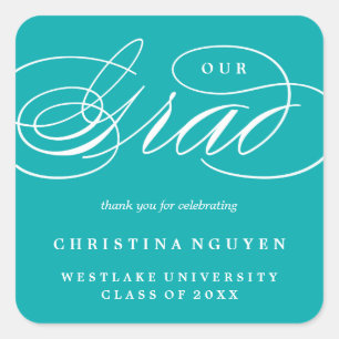 OUR ELEGANT SCRIPT GRAD   THANK YOU STICKER