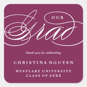 OUR ELEGANT SCRIPT GRAD   THANK YOU STICKER