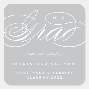 OUR ELEGANT SCRIPT GRAD THANK YOU STICKER