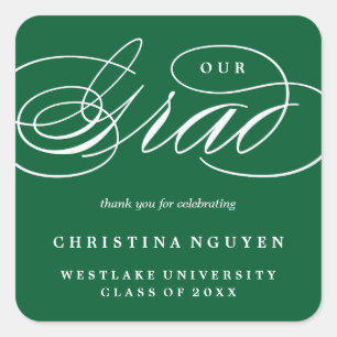 OUR ELEGANT SCRIPT GRAD   THANK YOU STICKER