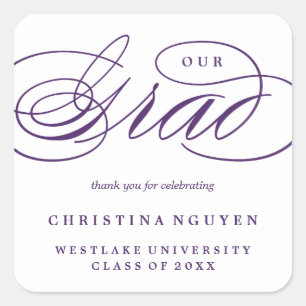 OUR ELEGANT SCRIPT GRAD THANK YOU STICKER