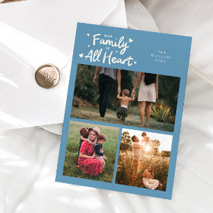 Our Family All Heart Denim Blue Valentines Photo Holiday Card