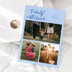 Our Family All Heart Icy Blue Valentines Photo Holiday Card