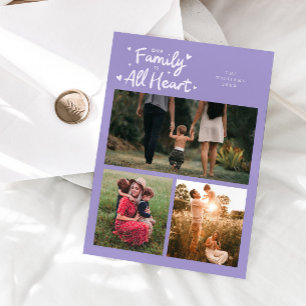 Our Family All Heart Lilac Valentines Photo Holiday Card