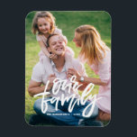 Our Family Hand Lettered Script Customizable Magnet<br><div class="desc">Display one of your family's special moment with customizable photo magnet. This photo magnet features white hand-lettered script "our family". Personalize by adding your photo and text. This will be perfect as a graduation gift.</div>