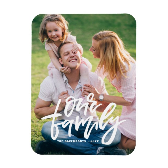 Our Family Hand Lettered Script Customizable Magnet (Vertical)