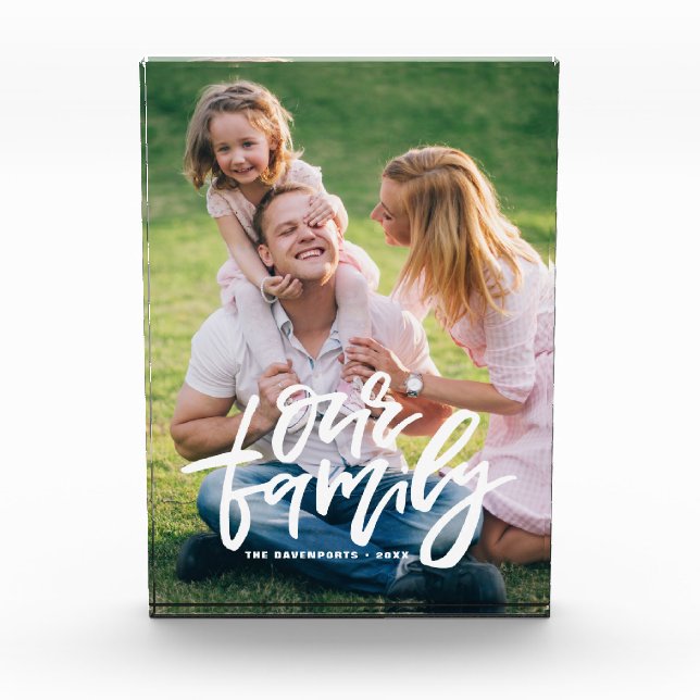 Our Family Hand Lettered Script Customizable Photo (Front)