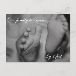 Our family has grown by 2 feet Newborn Postcard