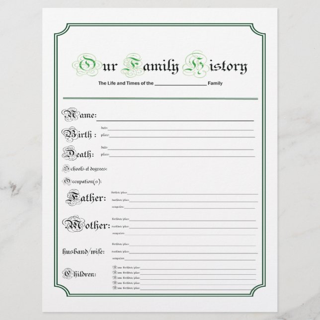Our Family History (Front)