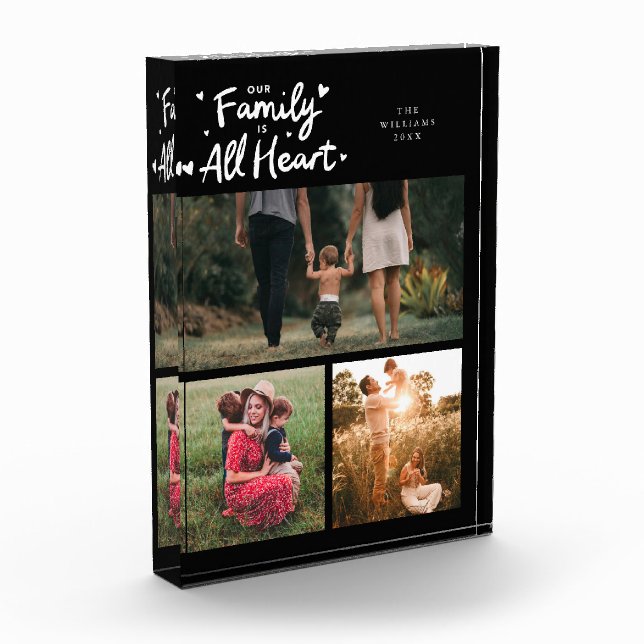 Our Family Is All Heart Black Photo Block (Left)