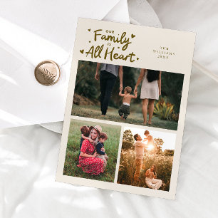 Our Family Is All Heart Cream Valentines Photo Holiday Card