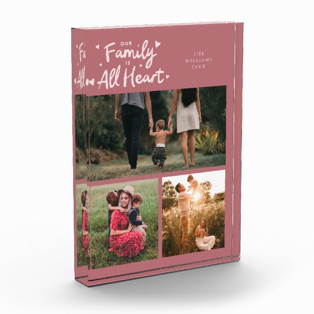 Our Family Is All Heart Pink Photo Block (Left)