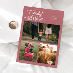 Our Family Is All Heart Pink Valentines Day Photo Holiday Card