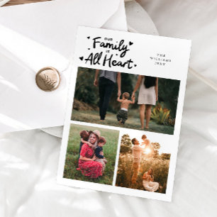 Our Family Is All Heart White Valentines Day Photo Holiday Card