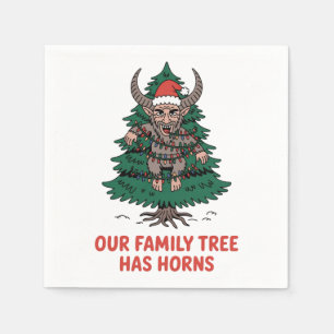 Our Family Tree Has Horns Funny Krampus Spooky Napkin