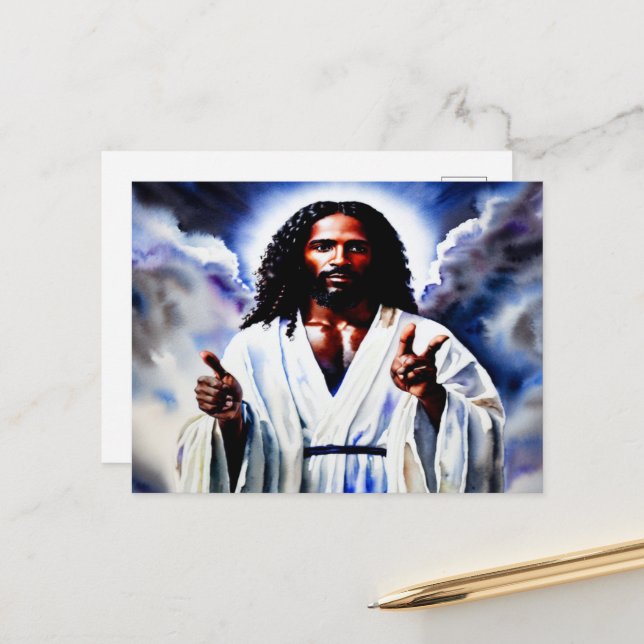 Our Father in Heaven Watercolor Postcard (Front/Back In Situ)