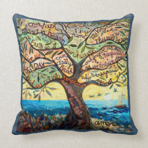 Our Father (Lord's Prayer) Olive Tree Pillow