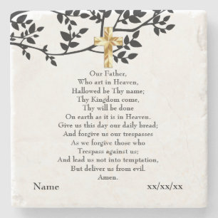 Our Father Prayer Catholic Gift Personalized Stone Coaster