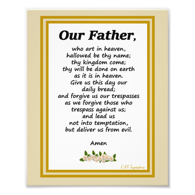Our Father Prayer Matthew 6:9-13 Photo (Front)