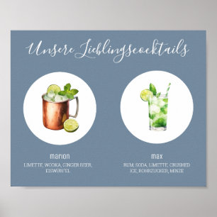 Our favorite cocktails wedding Dusty Blue 01 Poster