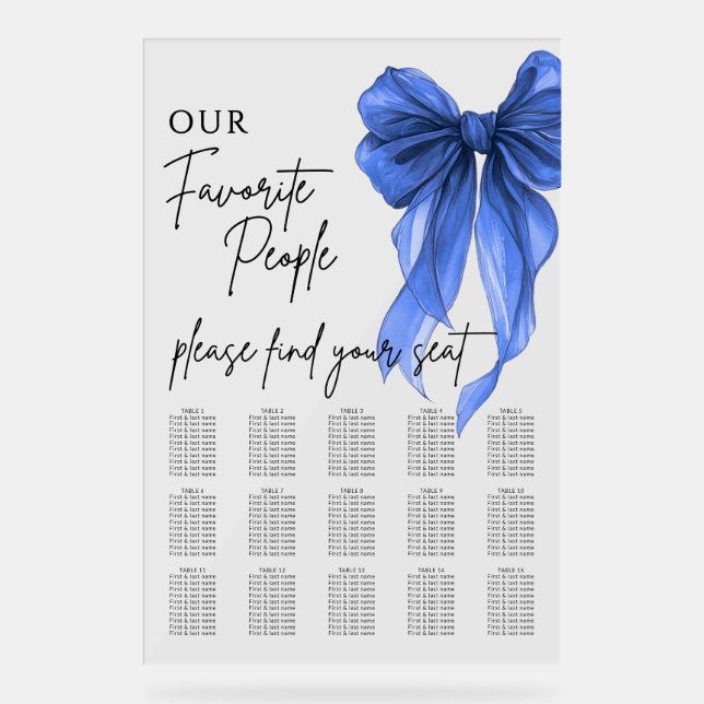 Our Favorite People Bow Wedding Seating Chart (Front)