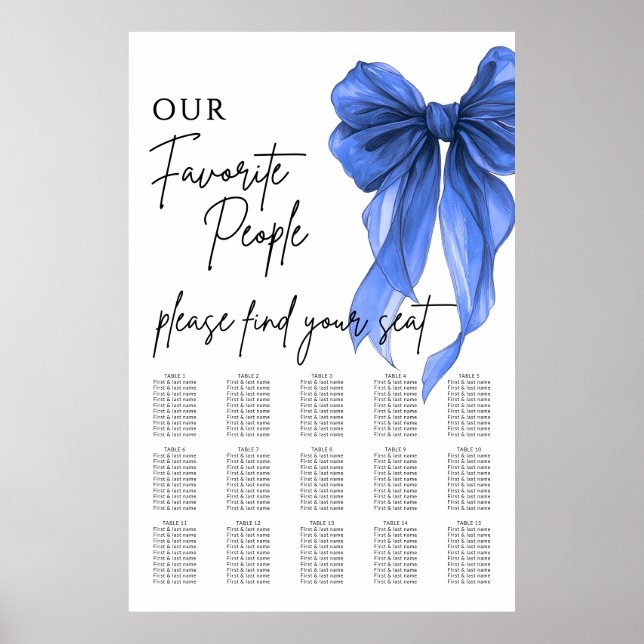 Our Favorite People Bow Wedding Seating Chart (Front)