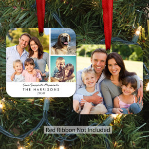 Our Favourite Moments 4 Photo Family Christmas Metal Ornament