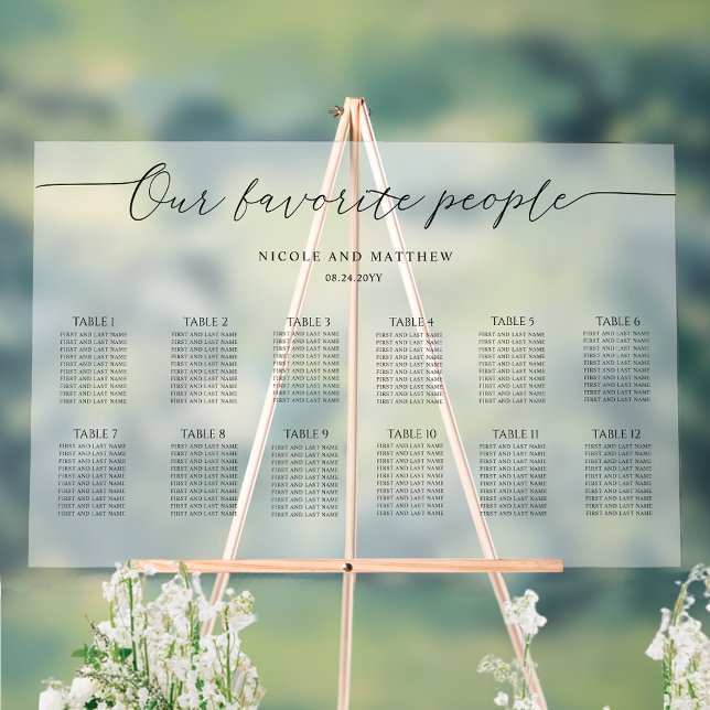 Our Favourite People 12 Table Seating Plan Frosted Acrylic Sign (Creator Uploaded)