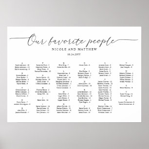 Our Favourite People Alphabetical Wedding Seating Poster