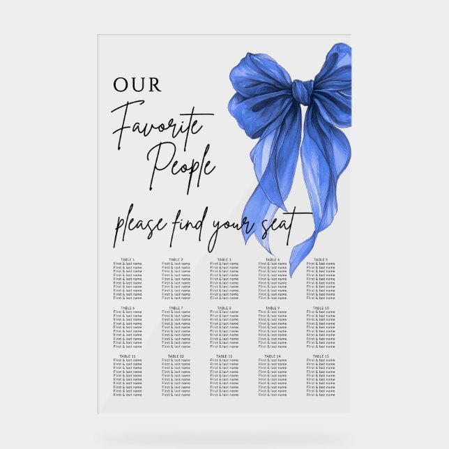 Our Favourite People Bow Wedding Seating Chart (Front)