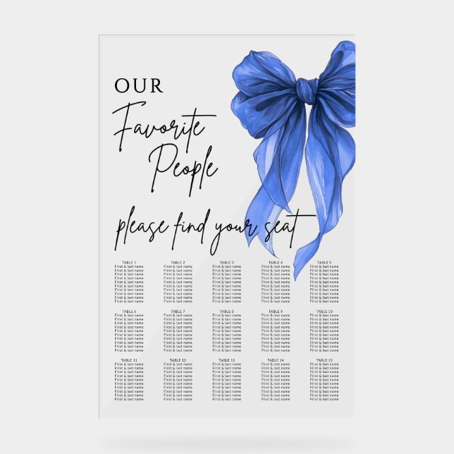 Our Favourite People Bow Wedding Seating Chart (Front)