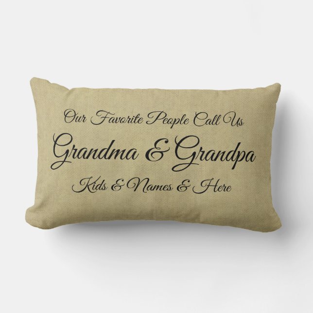 Our Favourite People Call Us Grandma Grandpa Lumbar Pillow (Front)