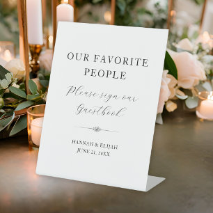 Our Favourite People Elegant Wedding Guestbook Pedestal Sign