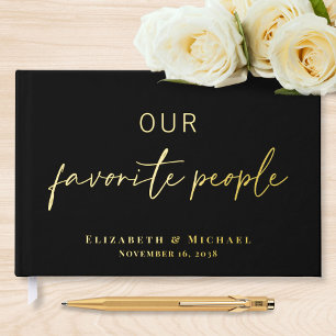 Our Favourite People Photo Black Wedding Guest Book